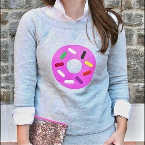 kate spade Tops - Kate Spade x Darcel Boatneck Grey Sweatshirt Pink Donut Medium Doughnut Top